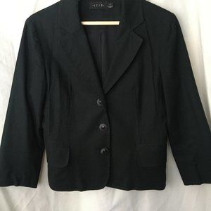 Black linen blend 3/4 sleeve blazer